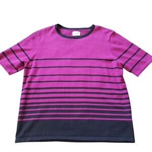 Liz Baker Tee- Magenta and Black Stripes